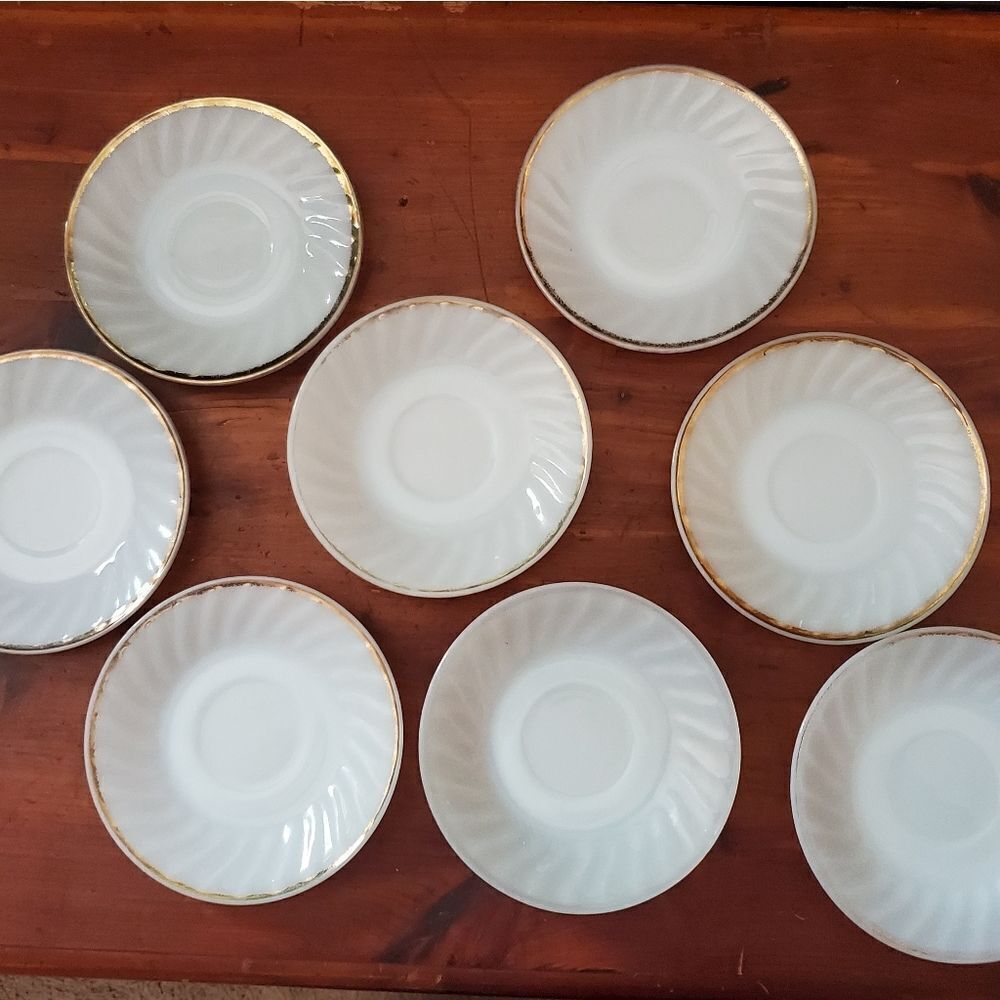 Fire King Vintage Milk White Saucer Set of 8